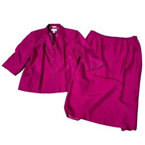 TALBOT'S Size 16W Jacket & Long Skirt SET Magenta 3/4 Sleeve Formal Evening 2 pc